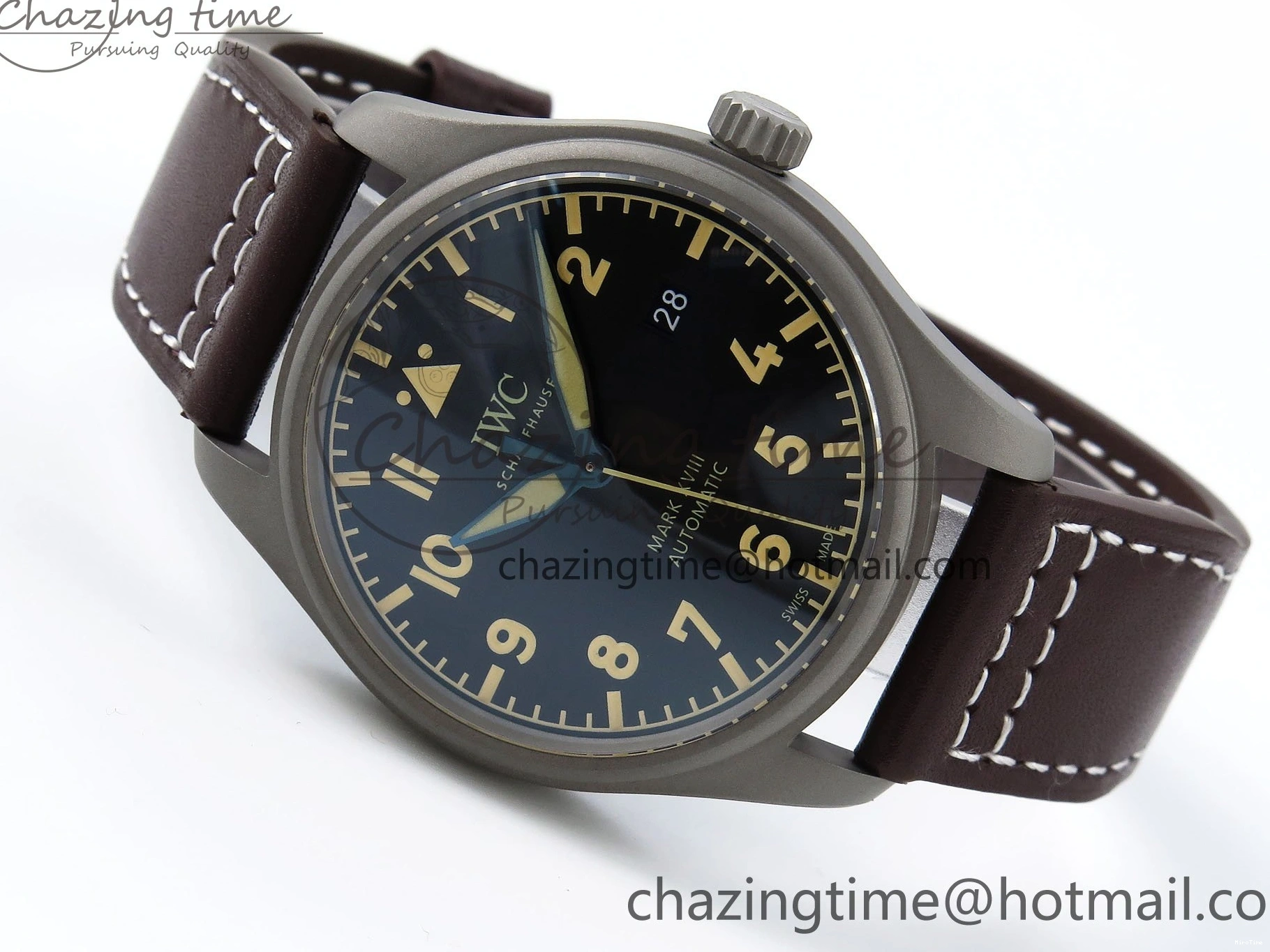 MIROTIME 0515 Pilot Mark XVIII Titanium BLSF 1:1 Best Edition Black Dial on Brown Leather Strap MIYOTA Popular 7020